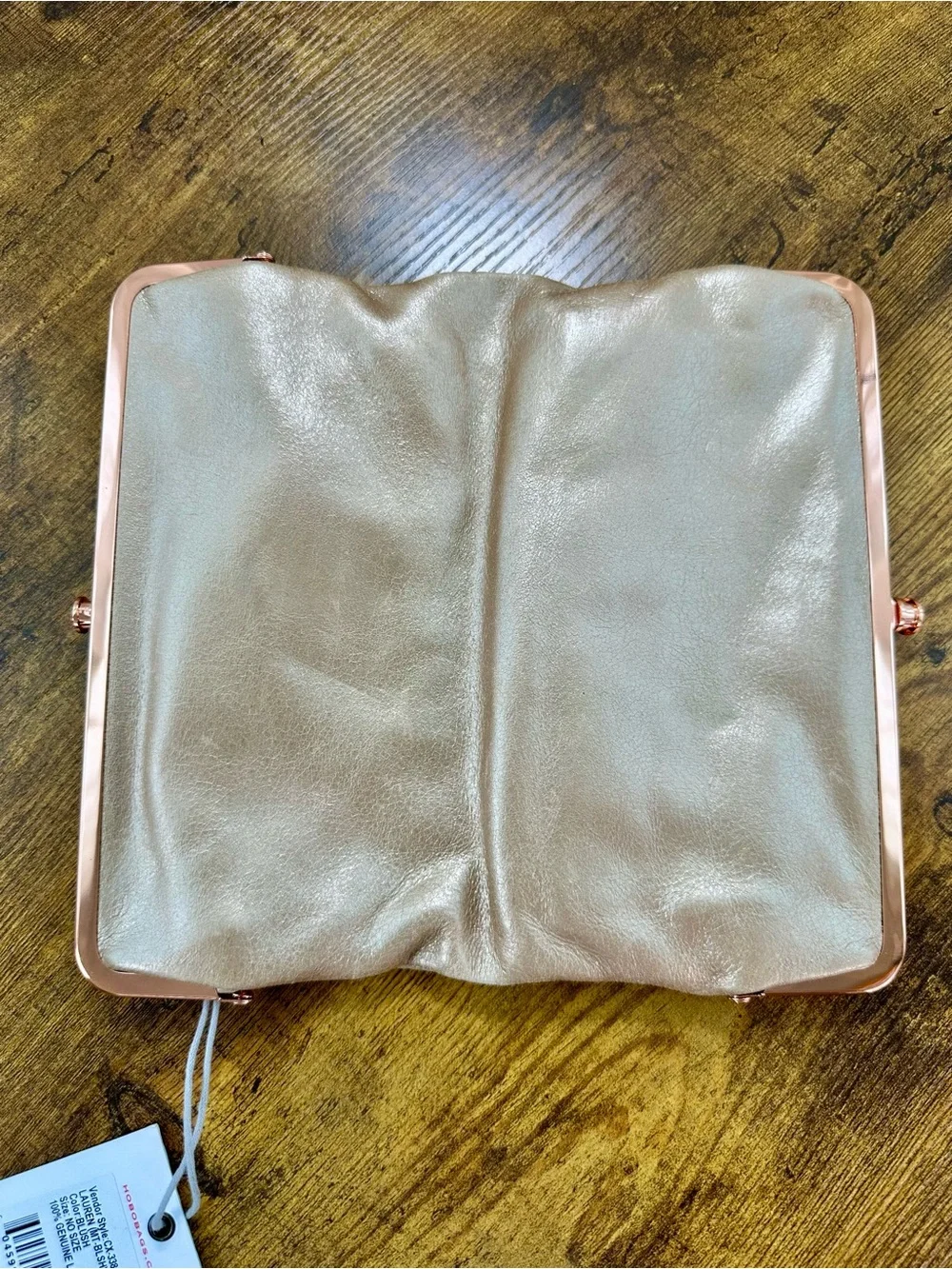 Hobo Lauren Clutch Wallet, Double Kisslock, Blush Leather, Rose Gold Hardware